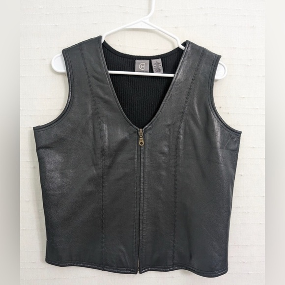 Chandler Hill Tops - 90s Chandler Hill Genuine Leather Vest Black L – Vintage Biker Grunge Streetwear